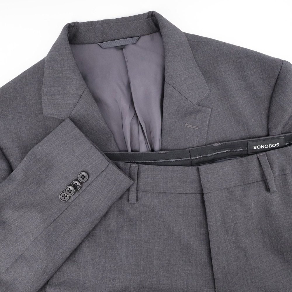 Bonobos Slim Fit Worsted Wool Blend Suit Set Gray Long Sleeve Mens 33/32